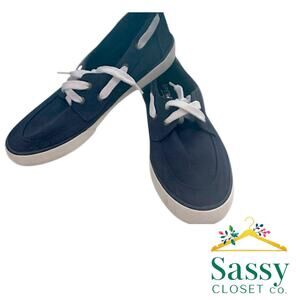 Sperry Nautical Blue White Slip‑On Boat Shoes Memory Foam Women’s 8 EUC